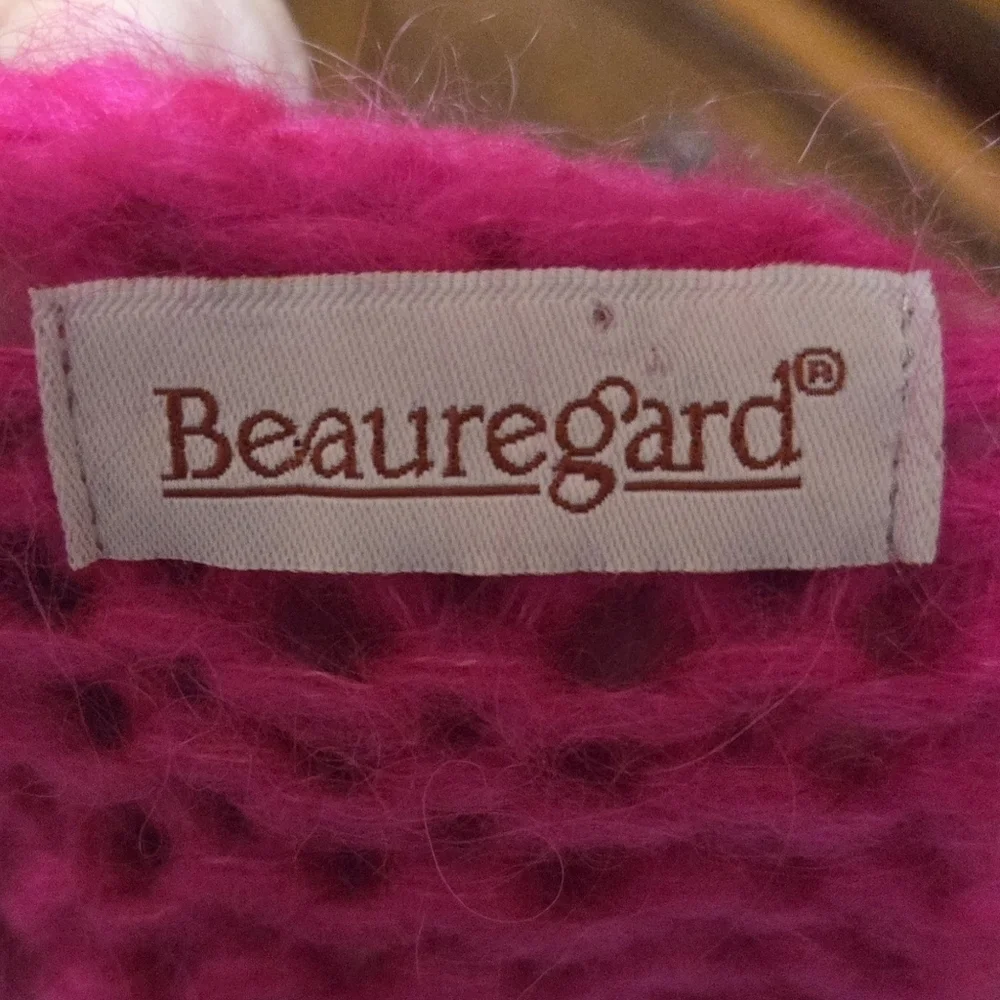 Beauregard Women's Oversized Open Front Pink Sweater Mohair Blend Large